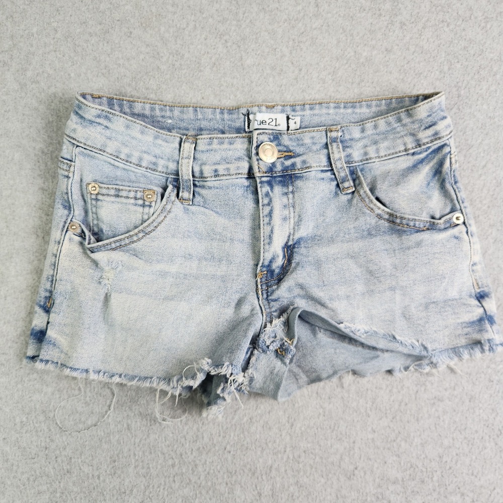 rue21 Denim Cut-Off Shorts Womens 4 Light Blue Cotton Super Stretch High Waisted